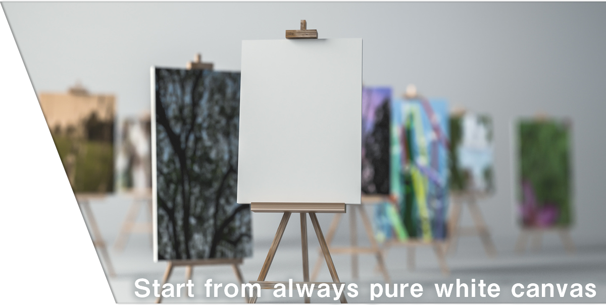 Start from always pure white canvas